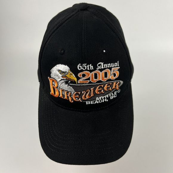 Bike Week 65th Annual Myrtle Beach 2005 Ball Cap Strapback Eagle Black Orange - Picture 2 of 7